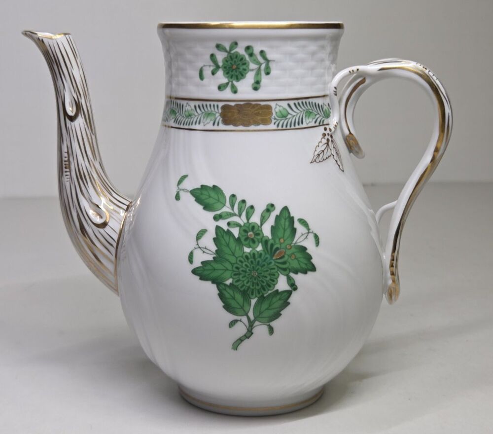 Herend Hungary Chinese Bouquet Green Individual Coffee Pot Only No Lid AV Small